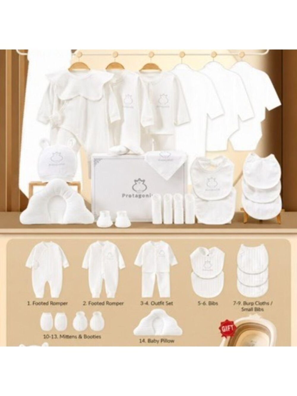 21-Piece Newborn 0-3 months Baby Gift Set | Soft Cotton Essentials